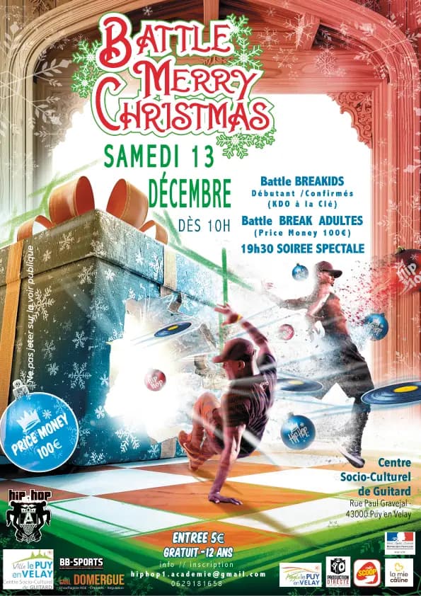 Affiche Battle Merry Christmas — battle de breakdance au Puy-en-Velay
